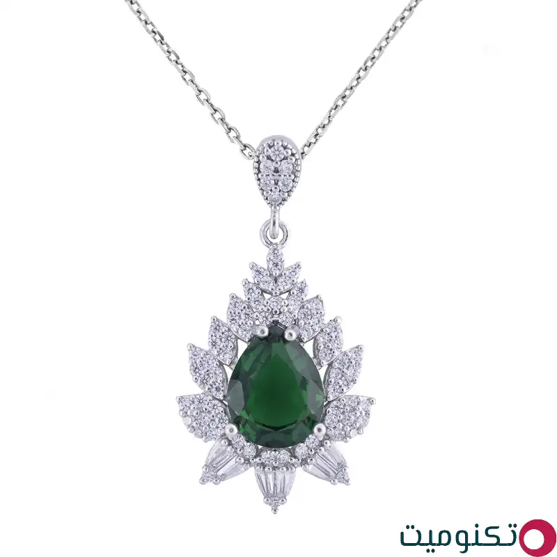 گردنبند نقره زنانه مدل زمرد AMT-M144