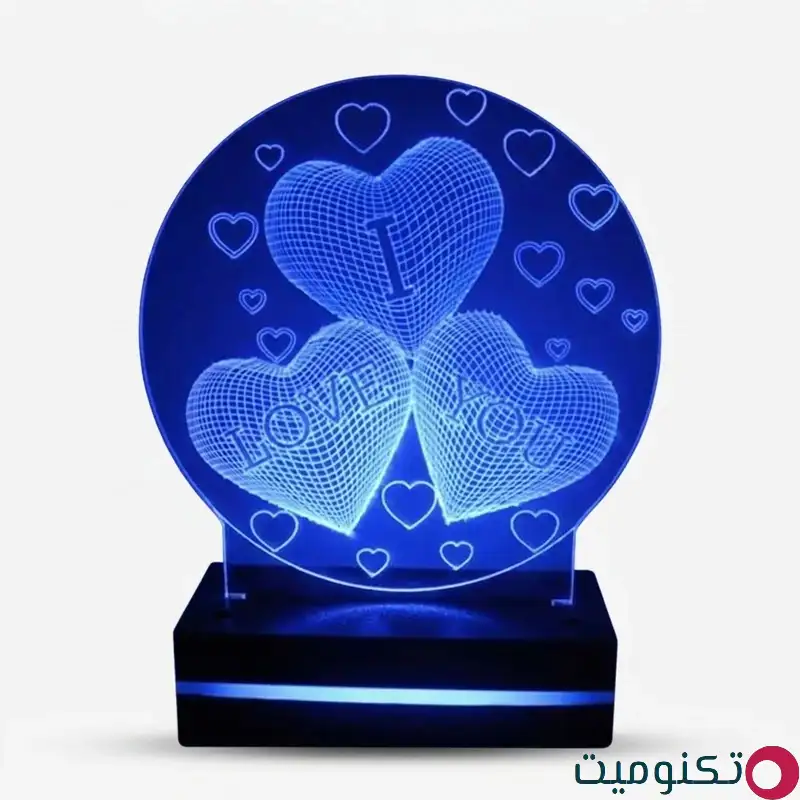 چراغ خواب طرح قلب با نور آبی مدل لاو