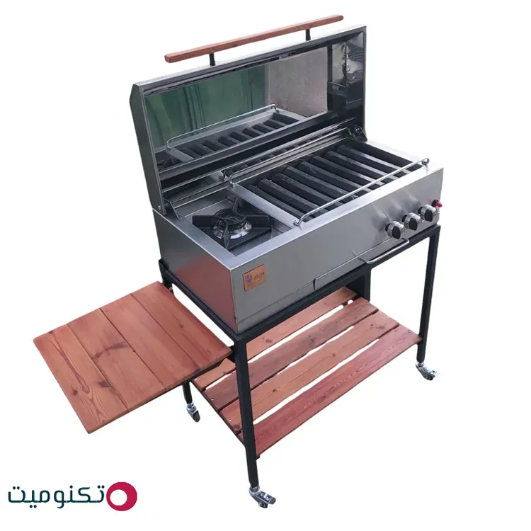 عکس باربیکیو اصلان مدل E80 استیل طرح پلوپزدار