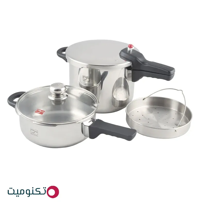 زودپز دوقلو پارس استیل مدل کف دو لایه آلومینیومی گنجایش 6 و 3 لیتر