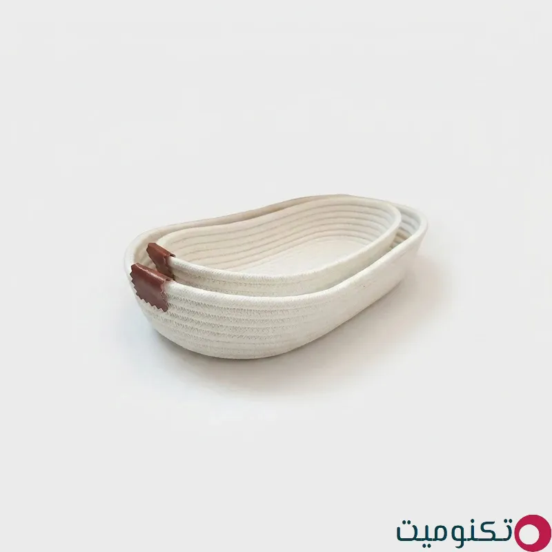 سبد نان و سبزی مدل قیطان دوزی بیضی مجموعه 2 عددی